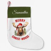 Merry Christ-moose Funny Christmas Moose Kleiner Weihnachtsstrumpf (Vorderseite)