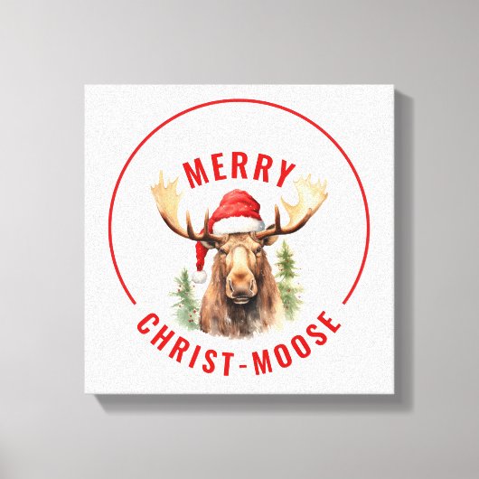 Merry Christ-moose Funny Christmas Moose Leinwanddruck (Vorderseite)