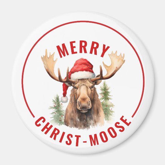 Merry Christ-moose Funny Christmas Moose Magnet (Vorne)