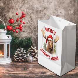 Merry Christ-moose Funny Christmas Moose Mittlere Geschenktüte