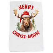 Merry Christ-moose Funny Christmas Moose Mittlere Geschenktüte (Vorderseite)