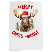 Merry Christ-moose Funny Christmas Moose Mittlere Geschenktüte (Rückseite)