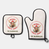 Merry Christ-moose Funny Christmas Moose Ofenhandschuh & Topflappen-Set (Vorderseite)