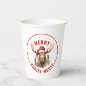 Merry Christ-moose Funny Christmas Moose Pappbecher (Vorderseite)