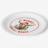 Merry Christ-moose Funny Christmas Moose Pappteller (Schrägansicht)