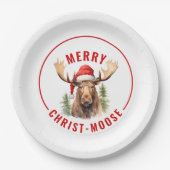 Merry Christ-moose Funny Christmas Moose Pappteller (Vorderseite)