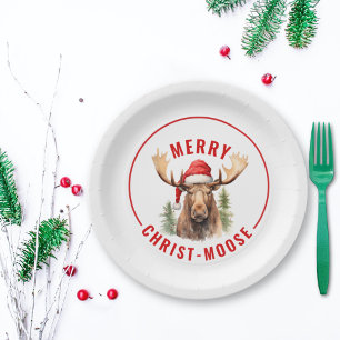 Merry Christ-moose Funny Christmas Moose Pappteller