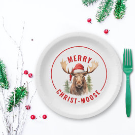 Merry Christ-moose Funny Christmas Moose Pappteller