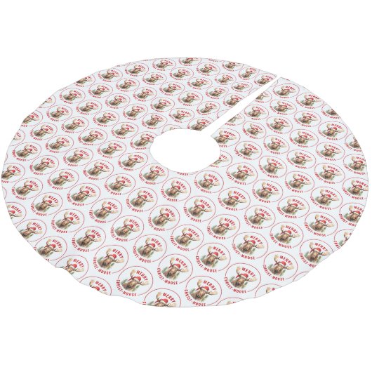 Merry Christ-moose Funny Christmas Moose Polyester Weihnachtsbaumdecke (Schrägansicht)