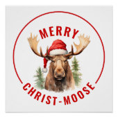 Merry Christ-moose Funny Christmas Moose Poster (Vorderseite)
