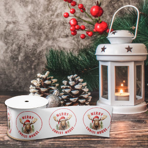 Merry Christ-moose Funny Christmas Moose Satinband
