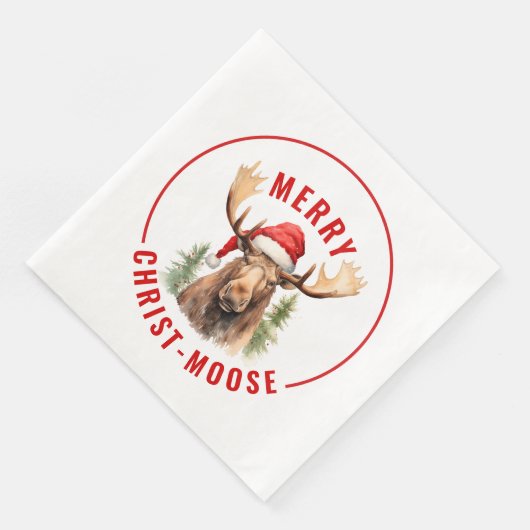 Merry Christ-moose Funny Christmas Moose Serviette (Ecke)