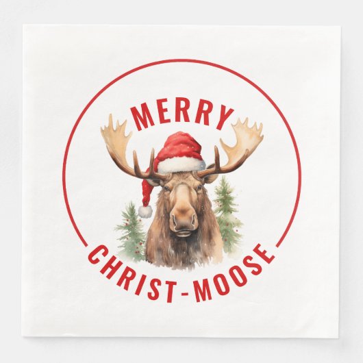 Merry Christ-moose Funny Christmas Moose Serviette (Vorderseite)