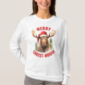Merry Christ-moose Funny Christmas Moose T-Shirt (Vorderseite)