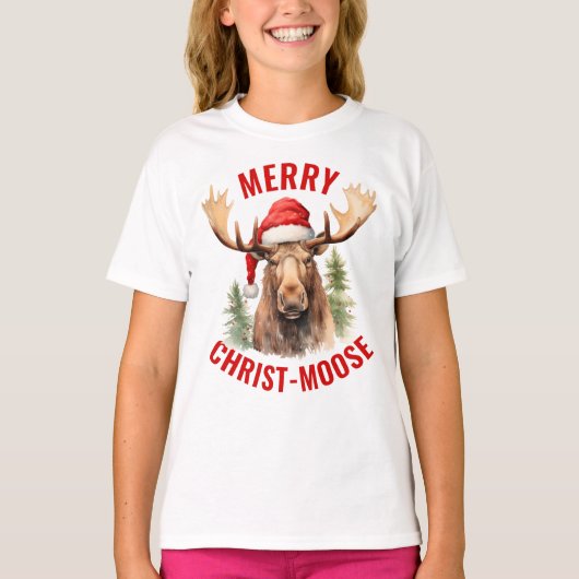 Merry Christ-moose Funny Christmas Moose T-Shirt (Vorderseite)