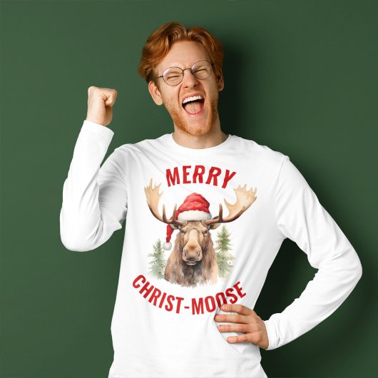 Merry Christ-moose Funny Christmas Moose T-Shirt