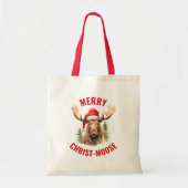 Merry Christ-moose Funny Christmas Moose Tragetasche (Vorne)