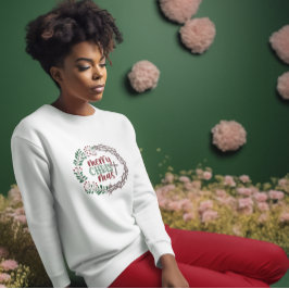 Merry CHRIST Wreath Christlich Ladys Long T-Shirt