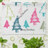 Merry Christma Multicolor Abstrakt Holiday Trees Geschirrtuch (Gefaltet)