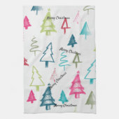 Merry Christma Multicolor Abstrakt Holiday Trees Geschirrtuch (Vertikal)