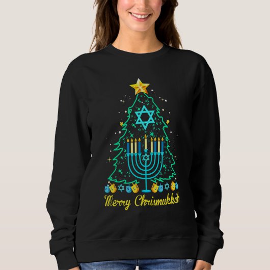 Merry Christmakkah  Hanukkah And Christmas Tree Li Sweatshirt (Vorderseite)
