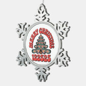 Merry Christmas 122525 Schneeflocken Zinn-Ornament (Rechts)