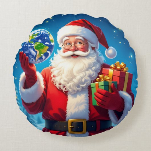 „Merry Christmas“1 Rundes Kissen (Vorderseite)