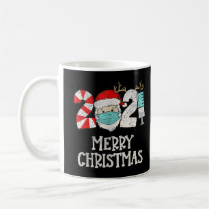 Merry-Christmas 2021 Quarantine Funny Santa In Fac Kaffeetasse