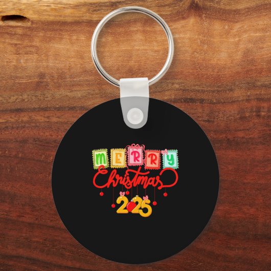 Merry Christmas 2025 Coquette Bow Matching Family  Schlüsselanhänger (Vorderseite)