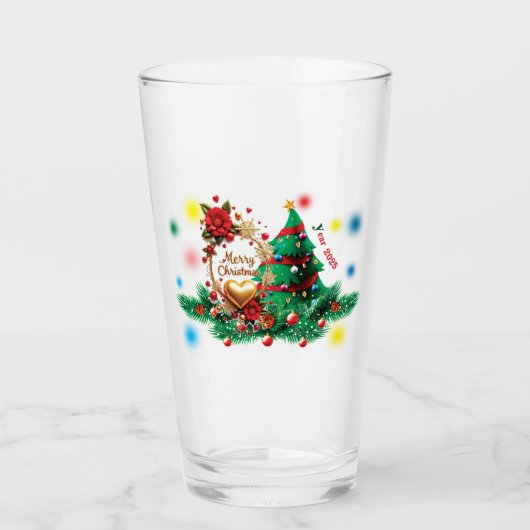 Merry Christmas 2025 Drinkware Glas (Vorderseite)