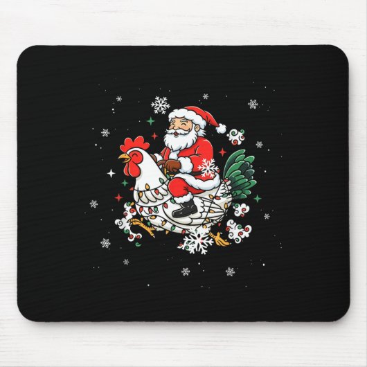 Merry Christmas 2025 Funny Santa Riding Chicken Ch Mousepad (Vorne)