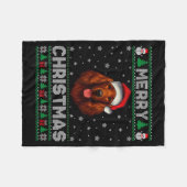 Merry Christmas 2025 Irish Setter Santa Hat Ugly X Fleecedecke (Vorderseite (Horizontal))