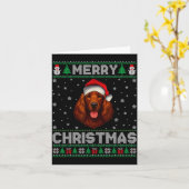 Merry Christmas 2025 Irish Setter Santa Hat Ugly X Karte (Gelbe Blume)