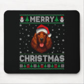 Merry Christmas 2025 Irish Setter Santa Hat Ugly X Mousepad (Vorne)