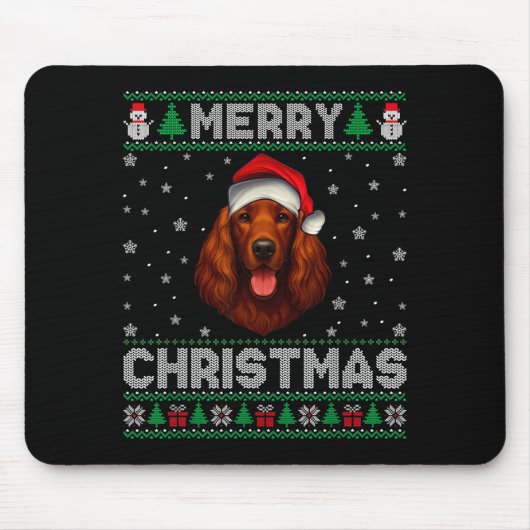 Merry Christmas 2025 Irish Setter Santa Hat Ugly X Mousepad (Vorne)