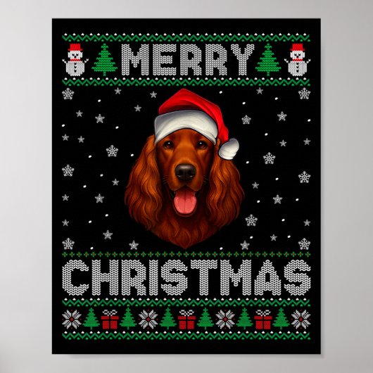 Merry Christmas 2025 Irish Setter Santa Hat Ugly X Poster (Vorne)