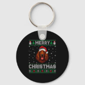 Merry Christmas 2025 Irish Setter Santa Hat Ugly X Schlüsselanhänger (Vorderseite)