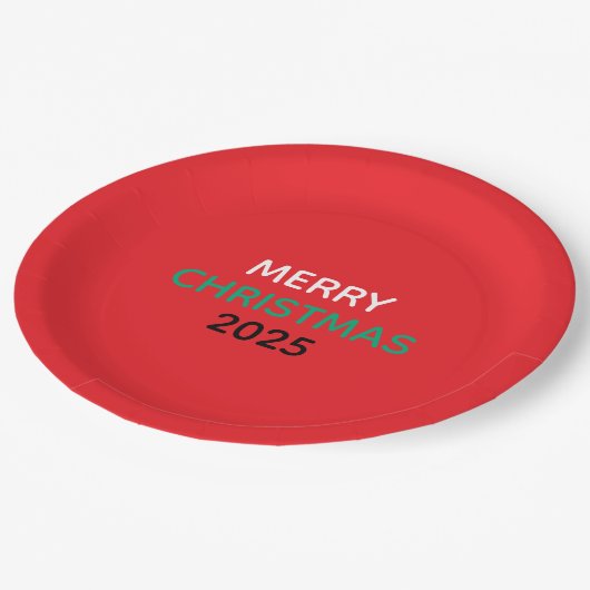 MERRY CHRISTMAS 2025 PAPER PLATES PAPPTELLER (Schrägansicht)
