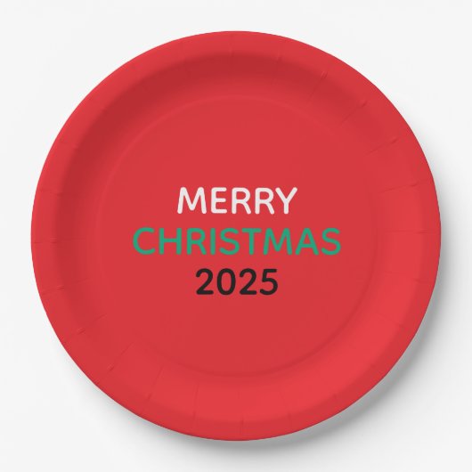 MERRY CHRISTMAS 2025 PAPER PLATES PAPPTELLER (Vorderseite)