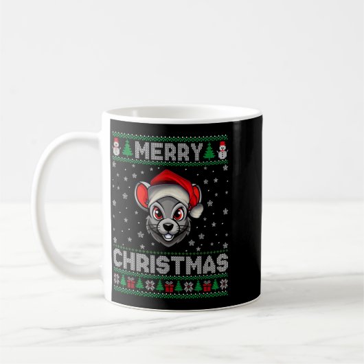 Merry Christmas 2025 Rat Santa Hat Ugly Xmas Kaffeetasse (Links)