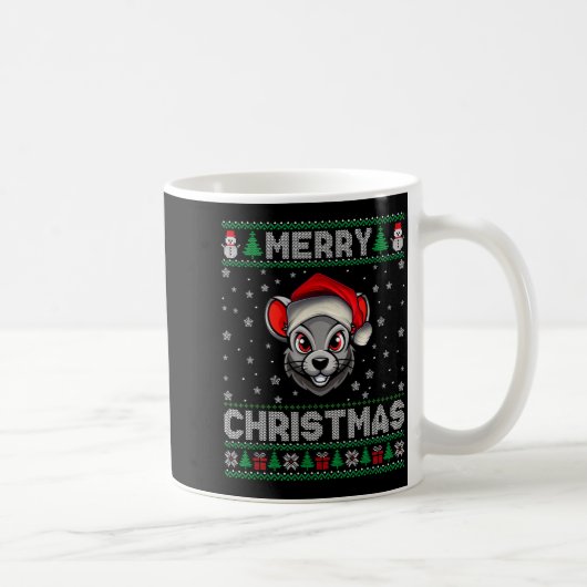 Merry Christmas 2025 Rat Santa Hat Ugly Xmas Kaffeetasse (Rechts)