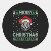 Merry Christmas 2025 Rat Santa Hat Ugly Xmas Runder Aufkleber (Vorderseite)