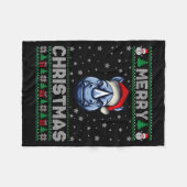 Merry Christmas 2025 Rhino Santa Hat Ugly Xmas  Fleecedecke (Vorderseite (Horizontal))