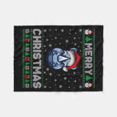 Merry Christmas 2025 Rhino Santa Hat Ugly Xmas Lon Fleecedecke (Vorderseite (Horizontal))