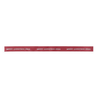 Merry Christmas 20XX Personalized Ribbon Burgundy Satinband