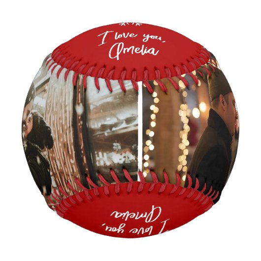 Merry Christmas 2 Photo Collage Keepsake Baseball (Vorderseite)