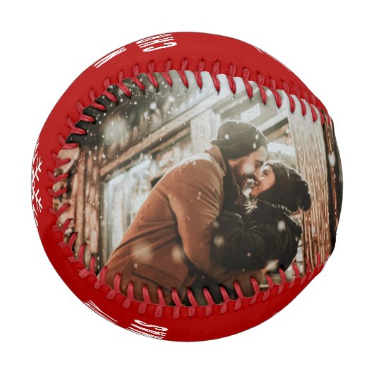 Merry Christmas 2 Photo Collage Keepsake Baseball (Vorderseite Links)