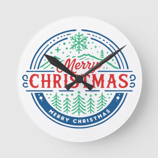 Merry Christmas 2 Runde Wanduhr (Vorderseite)