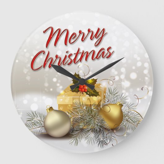 Merry Christmas 36 Wall Clock Große Wanduhr (Vorderseite)