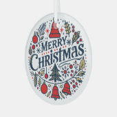 Merry Christmas 3 Ornament Aus Glas (Vorderseite links)
